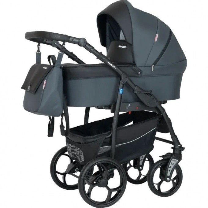 Коляска VERDI Babies Max Plus 3 в 1, серая с черной вставкой 2020000003083