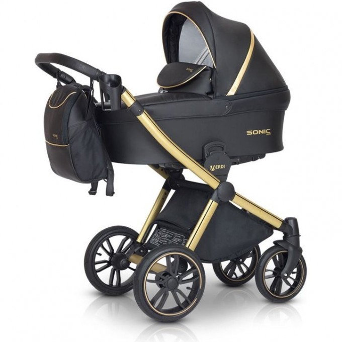 Коляска VERDI Babies Sonic Soft 3 в 1, черная с золотом 2020000002956