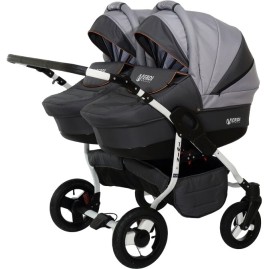 Коляска VERDI Twin 2 в 1, серая с светло серым